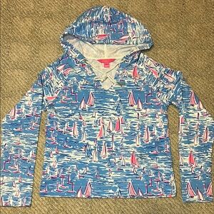 Lilly Pulitzer Zanzibar Blue Boatylicious Kiawah Cropped Hoodie Size XS